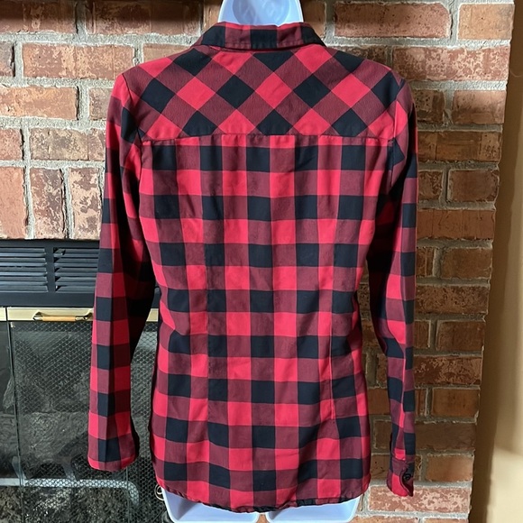 Hot Topic Red & Black Plaid Button Down Shirt - Picture 3 of 4